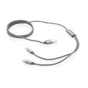 Câble Tressé 3 En 1, Gris Câble Tressé 3 En 1, Gris