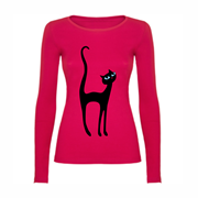 Woman T shirt LS Black Cat Woman T shirt LS Black Cat