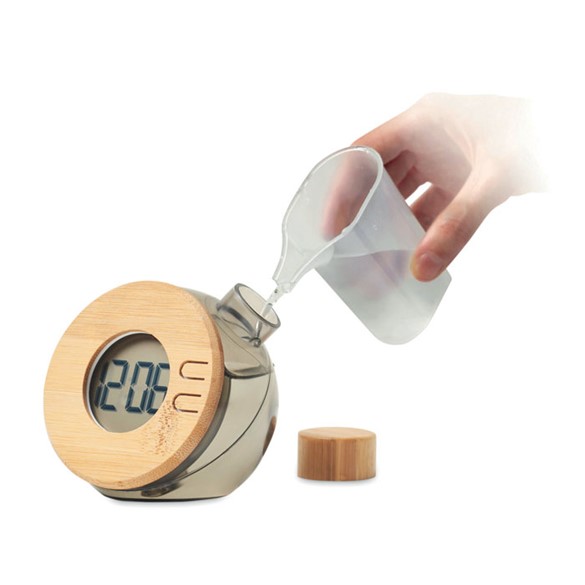 DROPPY LUX - Vízzel működő bambusz LCD óra