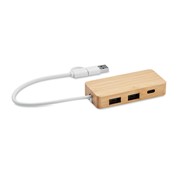 HUBBAM-Bamboo USB koncentrator s 3 priključka