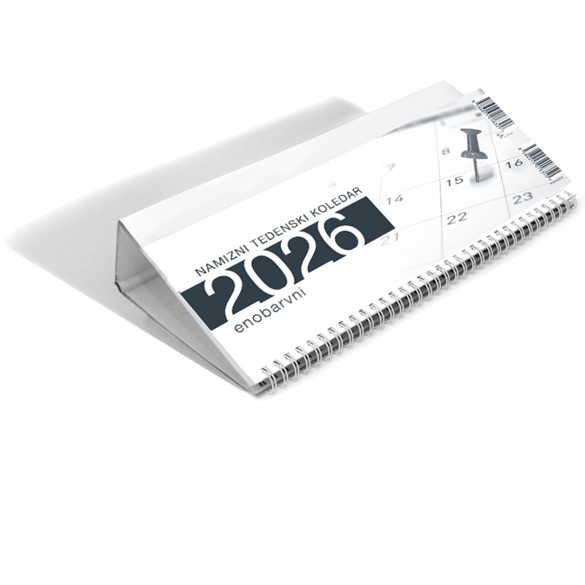 Kalendar Namizni ležeči - enobarvni 2026