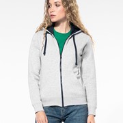 LADIES’ CONTRAST HOODED FULL ZIP SWEATSHIRT