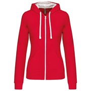 LADIES’ CONTRAST HOODED FULL ZIP SWEATSHIRT