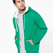 MEN'S CONTRAST HOODED FULL ZIP SWEATSHIRT