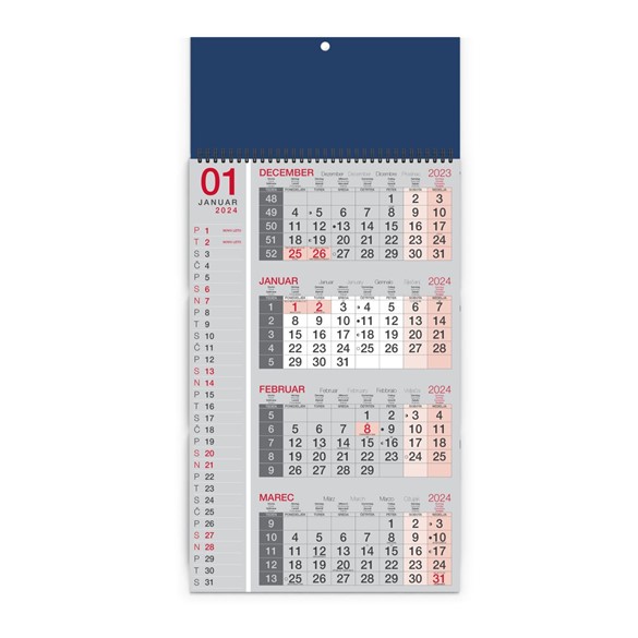 Poslovni kalendar 2024, 4-dijelni sa spiralom
