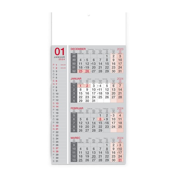 Poslovni kalendar 2024, 4-dijelni, lijepljen