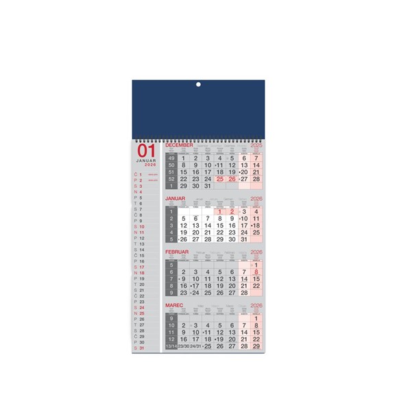 Poslovni kalendar 2026, 3-dijelni sa spiralom