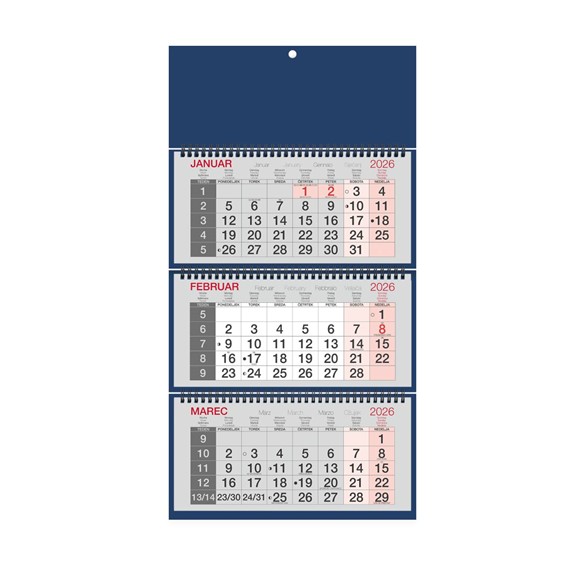 Poslovni kalendar 2026, 3-dijelni sa spiralom