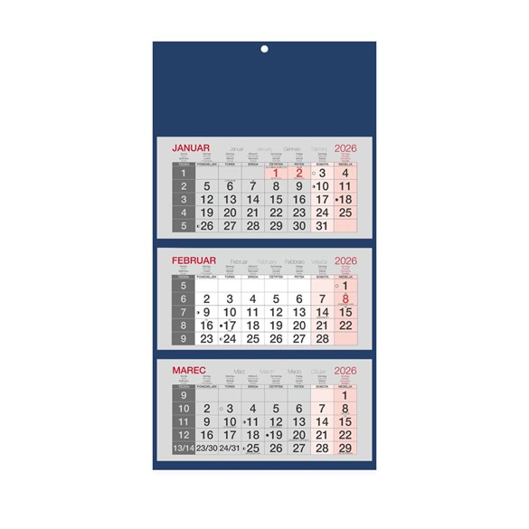 Poslovni kalendar 2026, 3-dijelni, lijepljen