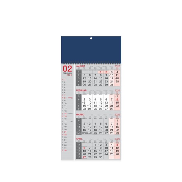 Poslovni kalendar 2026, 4-dijelni sa spiralom