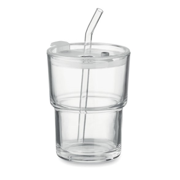 SIP - Čaša staklena sa slamčicom 400ml