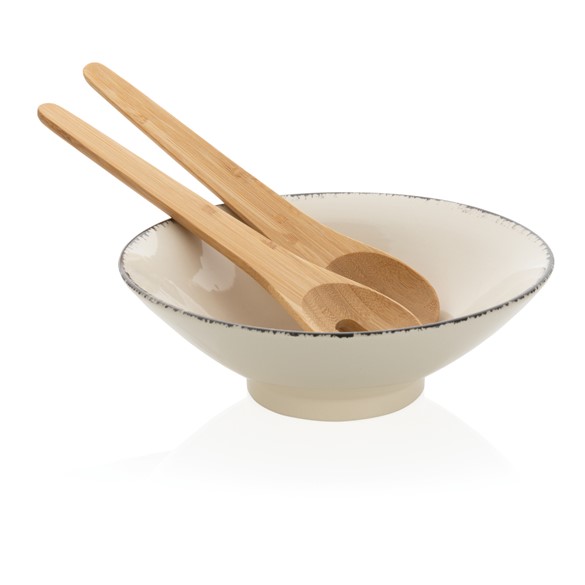 Ukiyo zdjela za salatu s poslužiteljem za salatu od bambusa