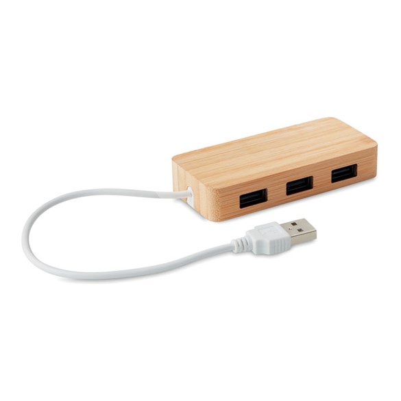 VINA - 3 portos bambusz USB elosztó