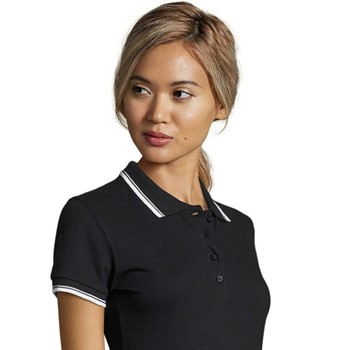 women's fitted black polo shirts