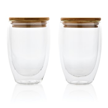 STP Goods Insulated Double Wall Glass Set of 2 w/ Bamboo Lids