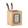 MANILA - Držač za olovke od bambusa i LCD sat